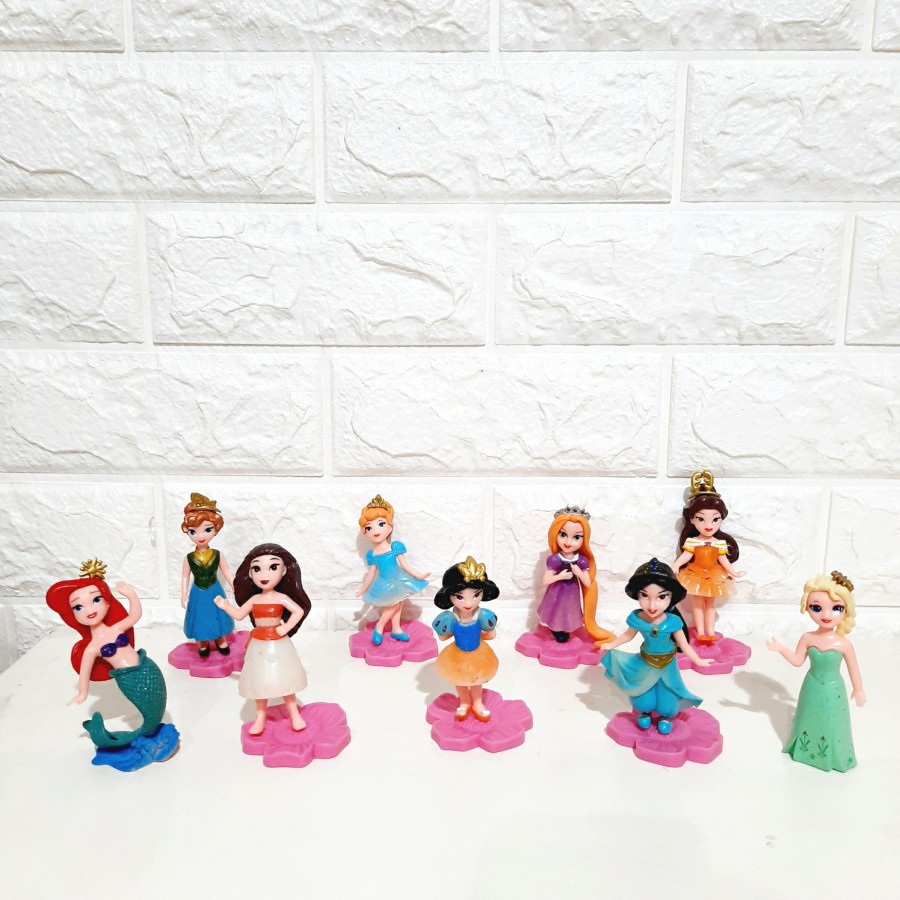 Disney Princess Mermaid Cinderella Snow White Moana Figure Set Koleksi