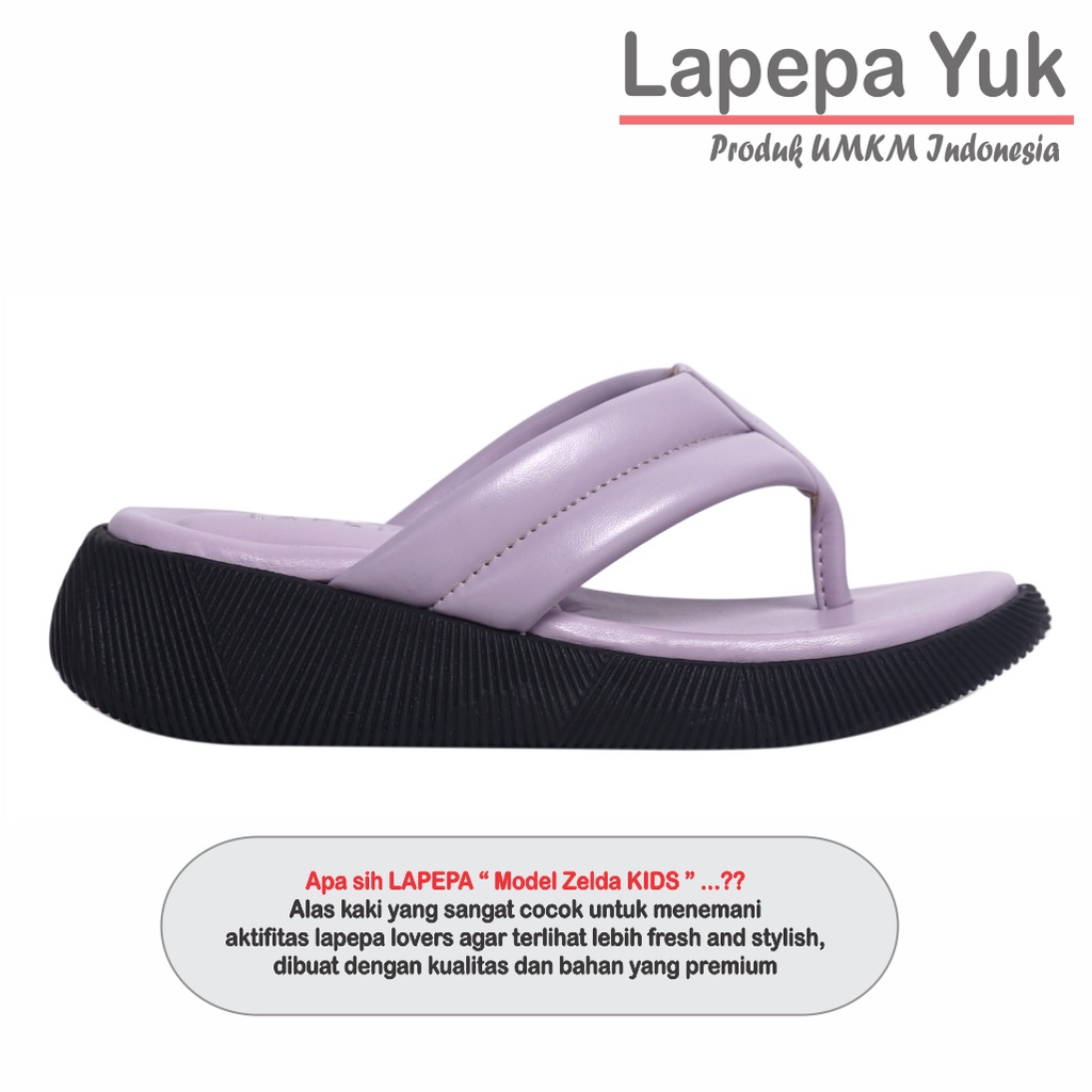 LAPEPA YUK - Sandal Platform Anak Perempuan Usia 2 sampai 10 Tahun ZELDA KIDS Sendal Anak cewek Wedges Wanita Empuk Model Jepit Japit Warna LILAC Ungu Soft Lucu Cantik cewe Slop Usia Umur 3 4 5 6 7 8 9 thn Tahun Premium Ori Original Mall Official Store