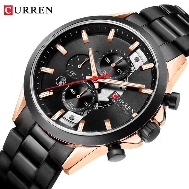 CURREN 8325 Jam Tangan Pria Analog Tali Kulit Chronograph Aktif WATCHKITE WKOS