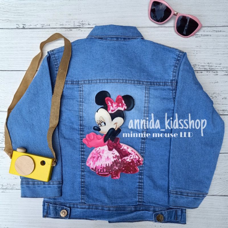 jaket jeans anak minnie mouse LED / Jaket jeans anak LED/ Jaket jeans anak