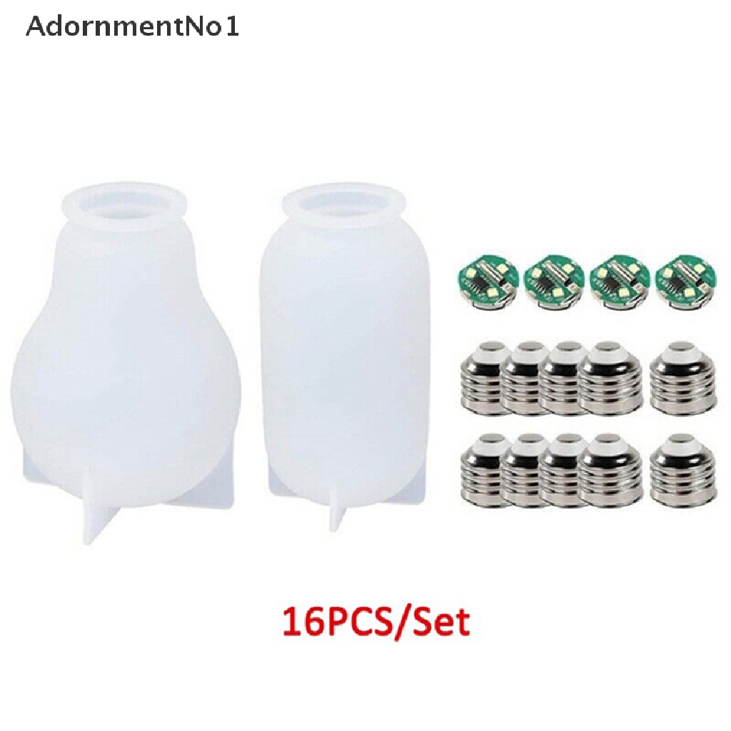 (AdornmentNo1) 16pcs / Set Cetakan Resin Bentuk Bohlam Lampu LED Bahan Silikon