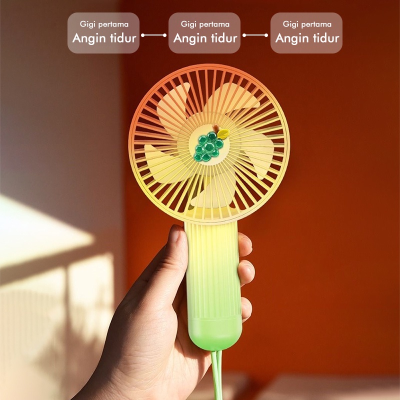 Kipas Angin Genggam Mini Portable 3th Gen Bentuk Anggur Lucu Dengan Port Charger USB Mini Fan