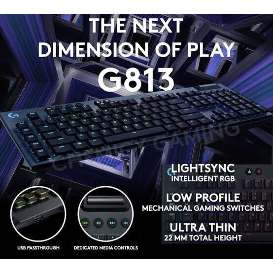 Keyboard Logitech G813 Mechanichal Gaming RGB Clicky - Logitech G 813