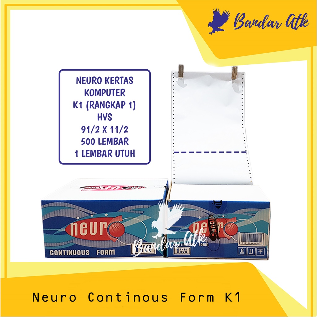 

NEURO Continous Form 91/2 x 11 1 PLY [K1 NEURO] HVS Kertas Komputer [1 DUS]