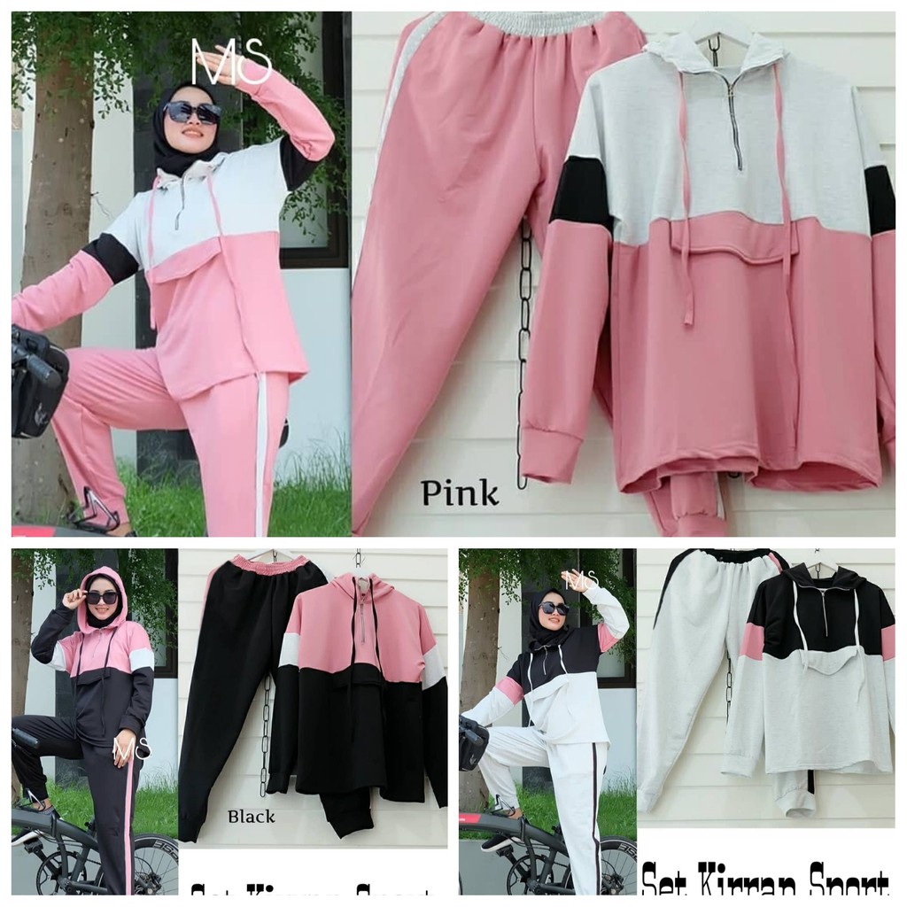 Set Kirran Sport Jumbo / Setelan wanita oversize fit to XXL XXXL/ set training olahraga wanita Korean style