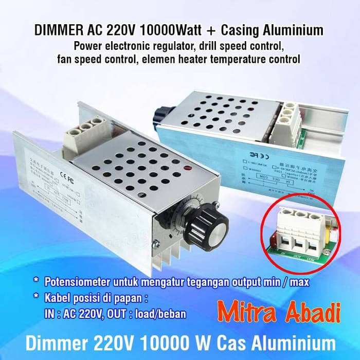 DIMMER AC 220 VOLT 10000 WATT + CASING ALUMINIUMELKT_354