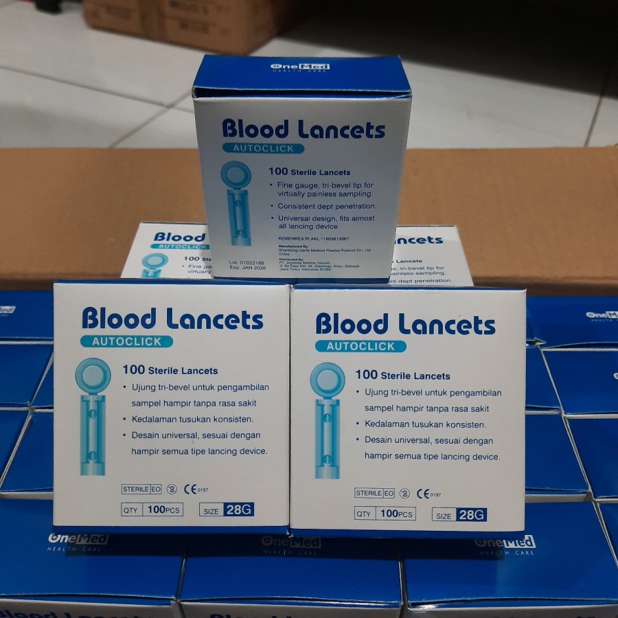 Blood Lancet Onemed 28G Jarum Lanset One Med 28 G isi 100 Jarum Bekam