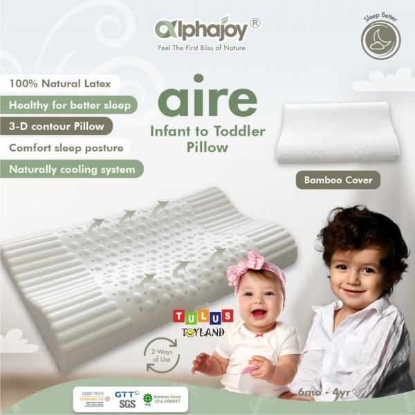 Alphajoy AIRE Infant to Toddler Pillow 100% Natural Latex Bantal contour postur tidur sehat anak bayi balita anti kuman