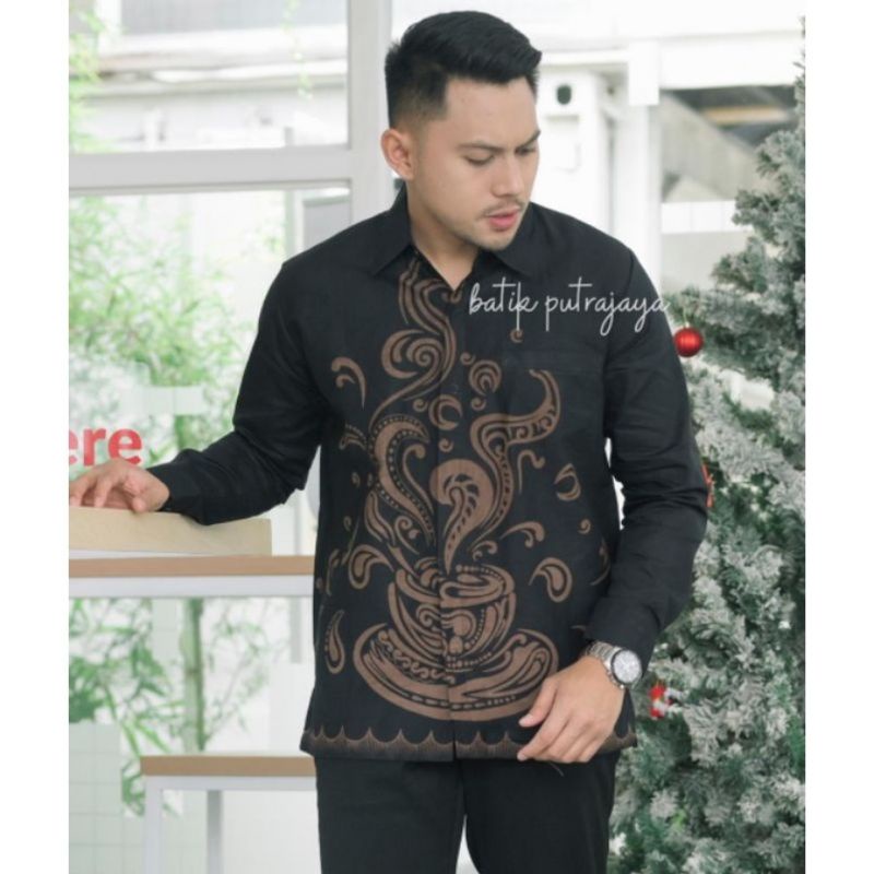 KOPI Baju Batik Pria Lengan Panjang SlimFit Premium Furing Halus Adem Katun Sragenan Kemeja Casual Cowok Keren Formal Kondangan Lamaran Tunangan Grosir Partai Nikahan Wisuda