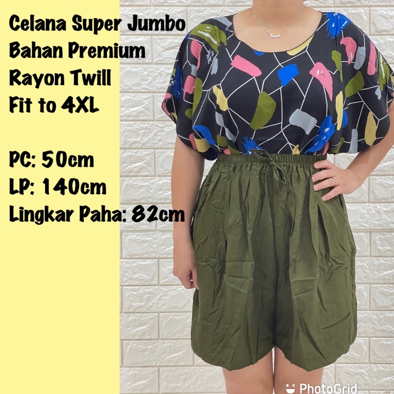 CELANA SANTAI HOTPANTS SUPER JUMBO PREMIUM RAYON TWILL PREMIUM diatas 100kg MUAT!!!