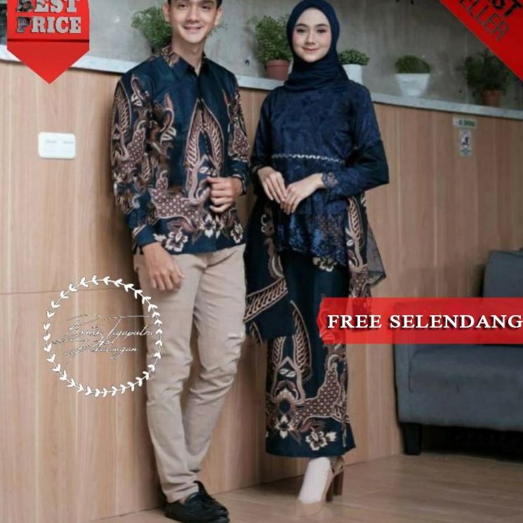 Top Produk.. Couple Kebaya Modern Baju Wisuda Tunangan Lamaran Terbaru Batik Brukat Pasangan Pekalon