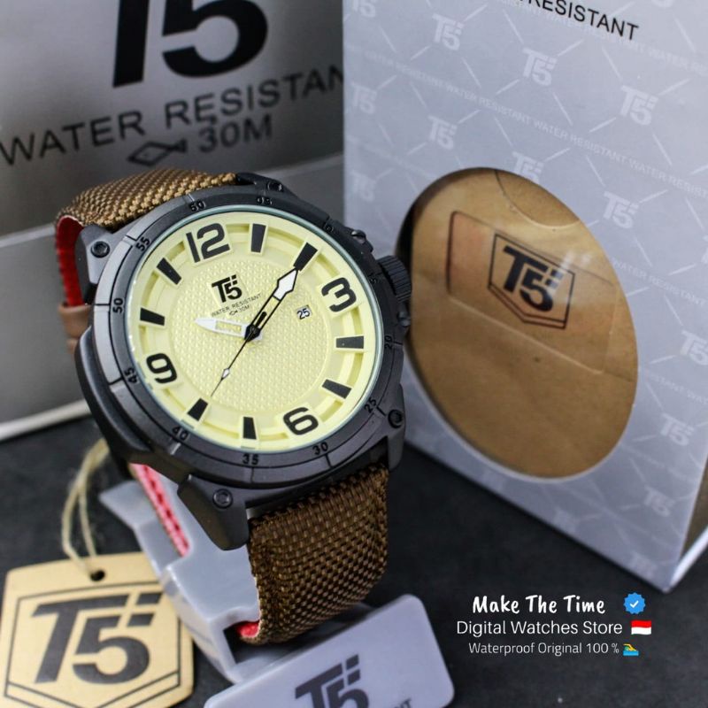 Jam Tangan Pria Original T5 H3568 3568 Leather Date Water Resist