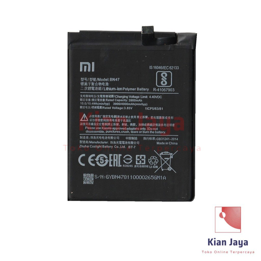 Baterai Redmi 6 Pro / Mi A2 Lite BN47 Original OEM Batre Batrai Battery Handphone Hp MiA2 Ori