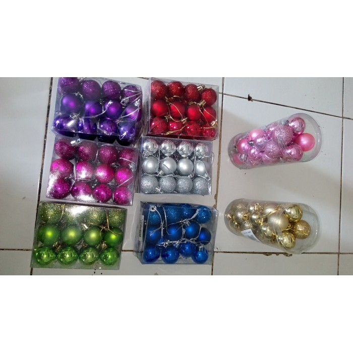 hiasan natal gantung bola 3cm isi 24pcs ornament pohon xmas christmas decoration