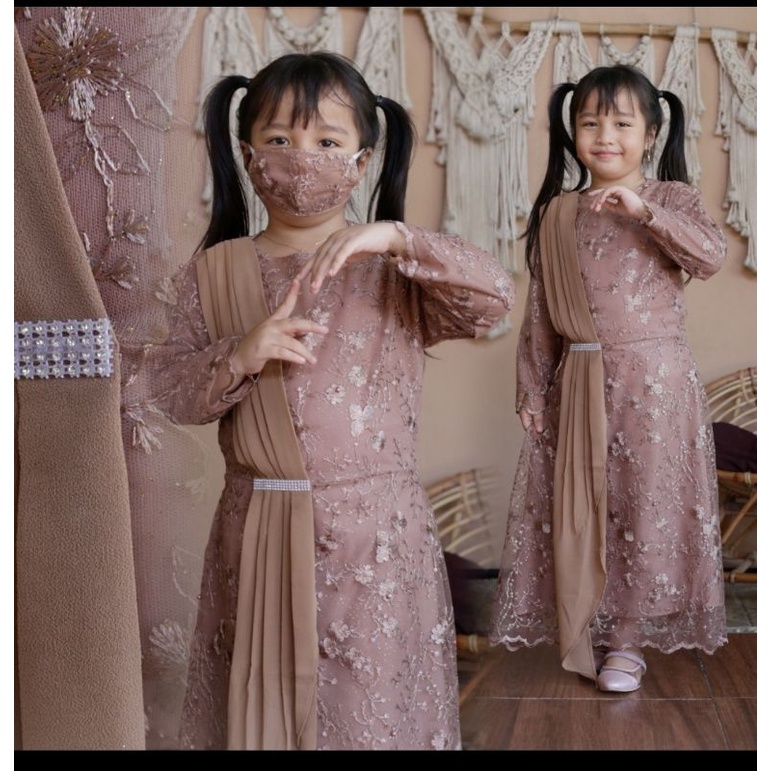 Realpict gamis selendang anak murah//gamis lebaran anak//gamis perpisahan anak//gamis wisuda anak