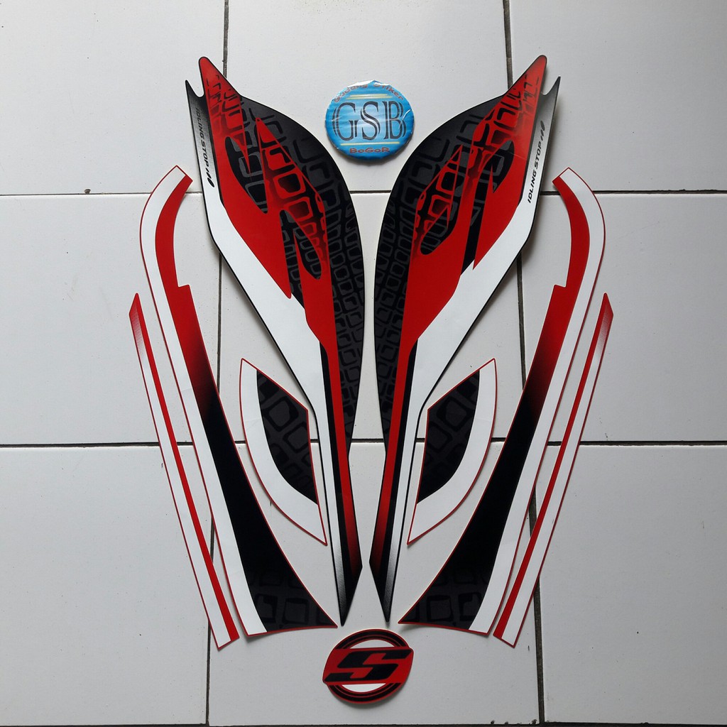 Striping Stiker Motor Scoopy Sporty 2019 Hitam Merah Shopee