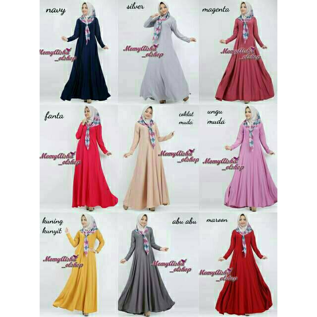 Gamis Polos Jersey Busui Syari Busana Muslim Fashion Cewek 1kg Muat 3pcs NR_Outfit Official COD