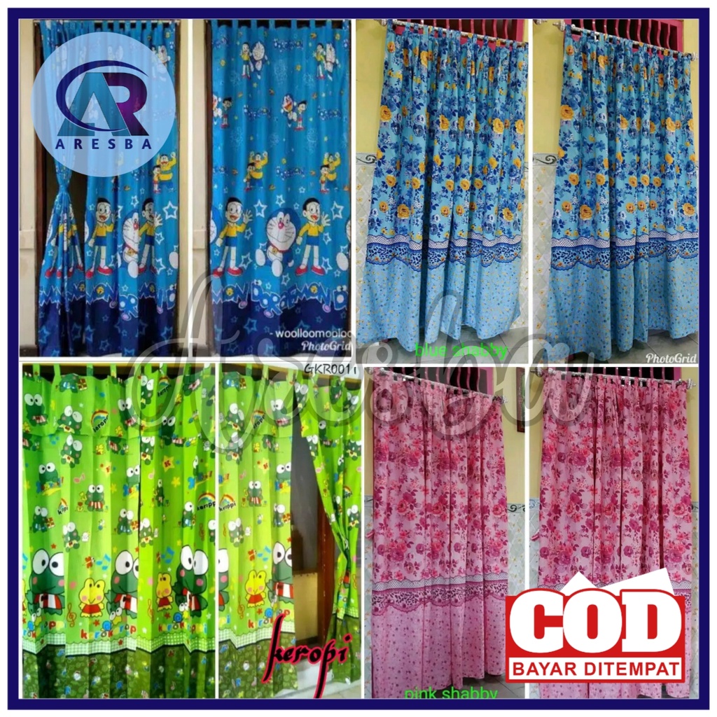 Gorden/hordeng Pintu karakter dan motif bunga