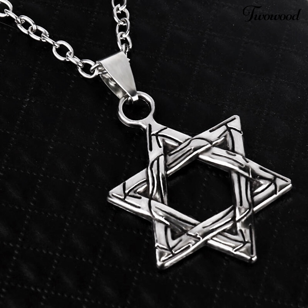 Kalung Rantai Liontin Hexagram Gaya Hip Hop Untuk Unisex