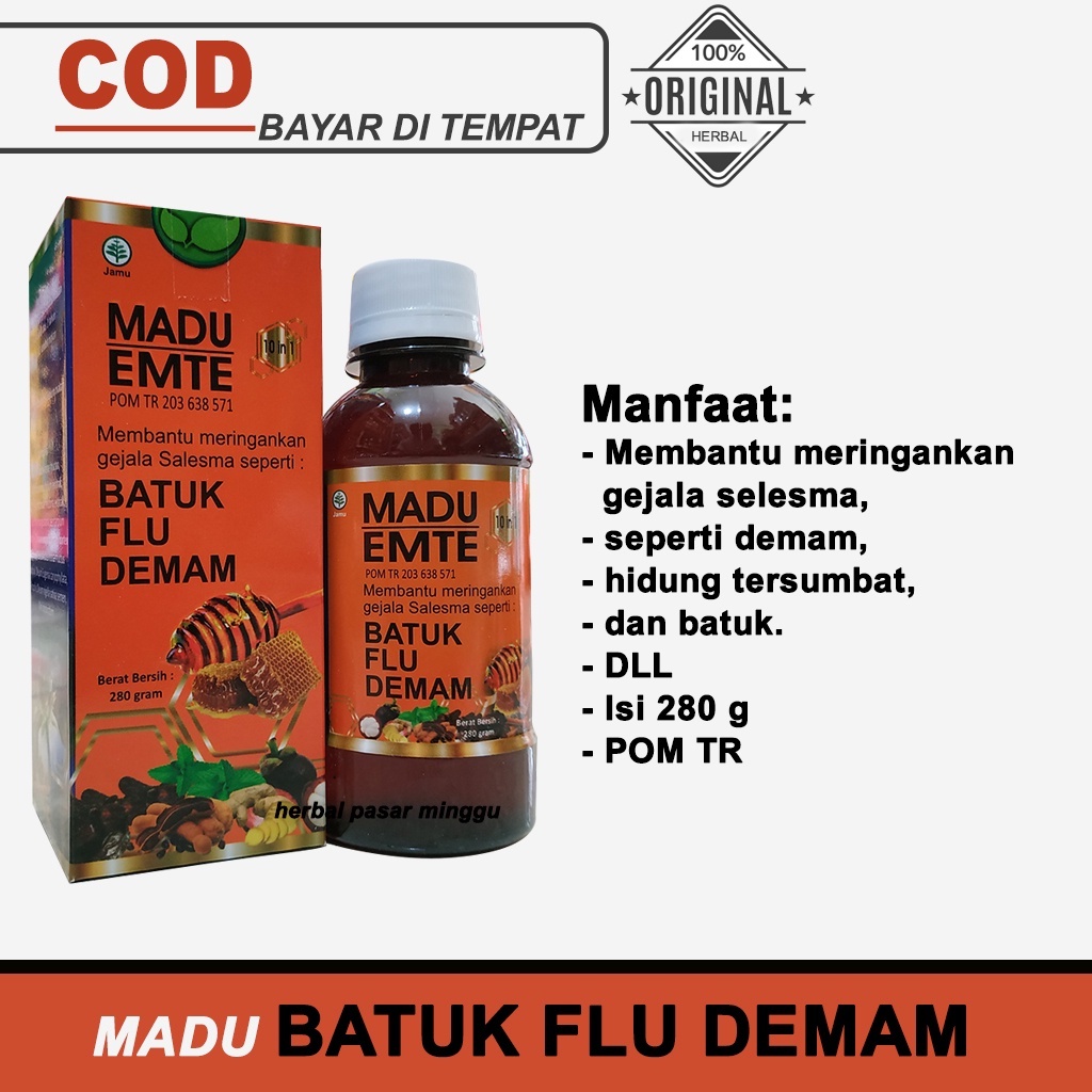 Madu Emte 10 In 1 membantu meringankan gejala salesma batuk, flu &amp; demam.