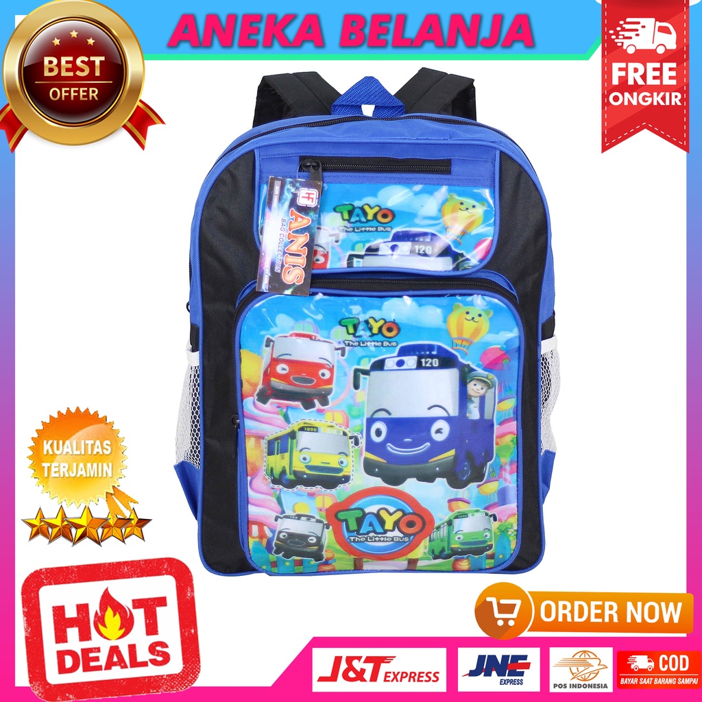 Backpack Sekolah BONUS JAM TANGAN Anak TK SD PAUD Les Tas Keplek Ultramen Keren Bagus Ransel Anak Motif Little Bus Best Seller Tas Sekolah Anak Cowok Murah Tas Anak Bonus Alat Tulis Terlaris