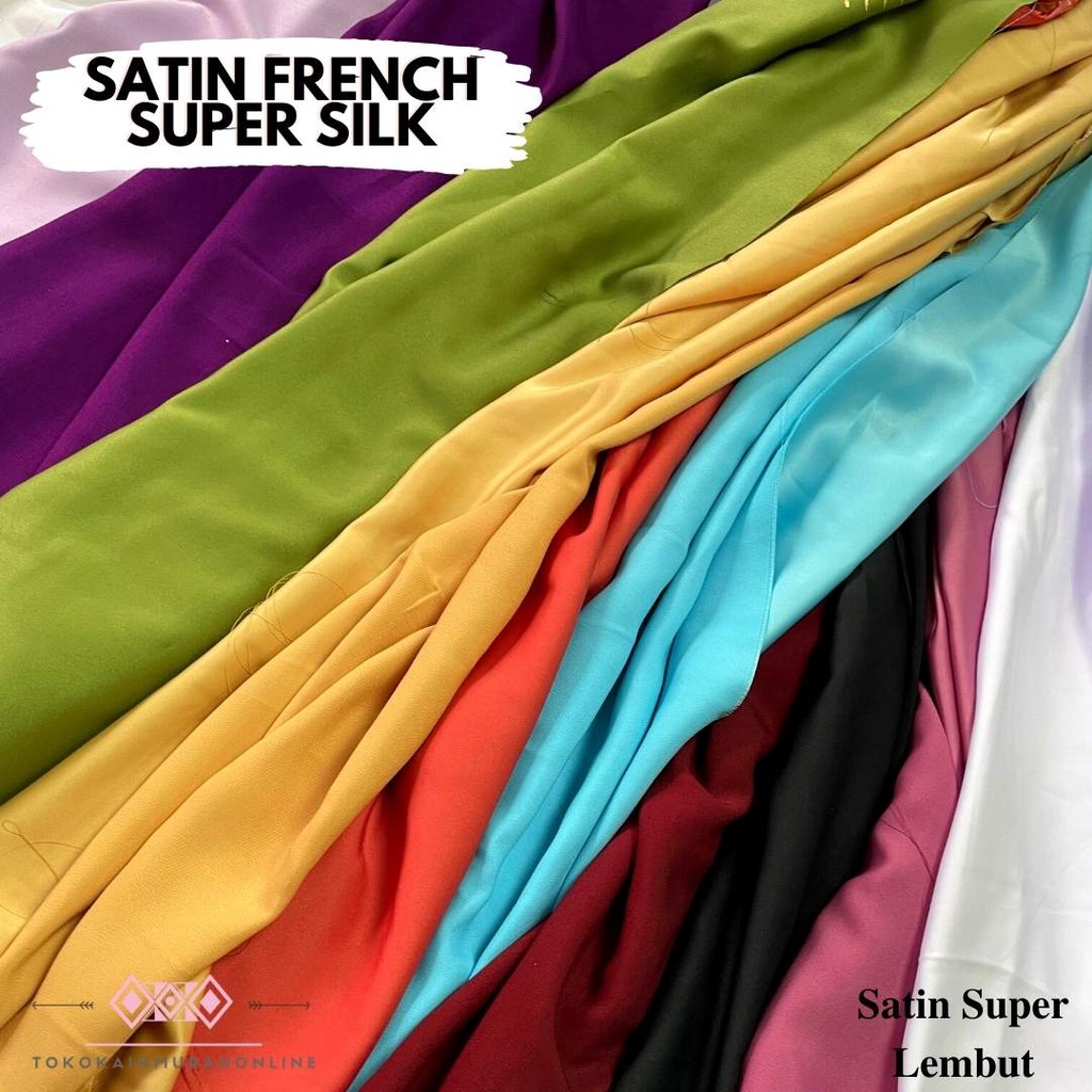 Kain Satin French Silk Original 100% Ultra Silk Lembut Premium (UNTUK KEBAYA/DRESS) Warna Lengkap