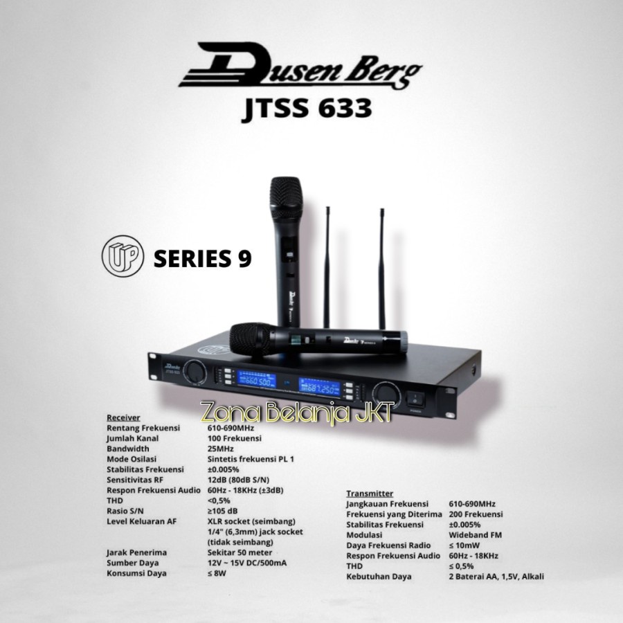 Mic Wireless Dusenberg JTSS 633 UP 9 Series UHF 2 Mic Handle Pegang Original