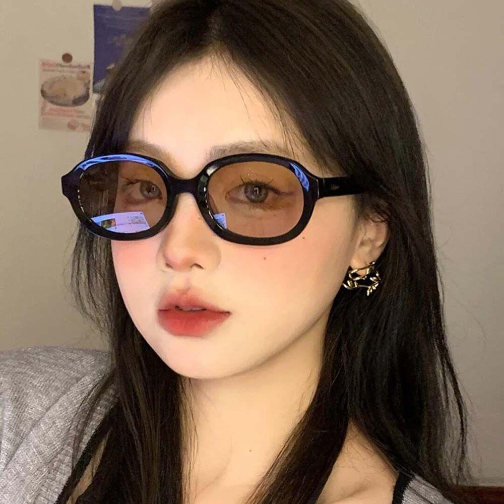 Mxbeauty Kacamata Bulat Warna Teh Punk Hip Pop Matahari Kacamata Bingkai Kecil Oval Matahari Kacamata Pria Sunglasses