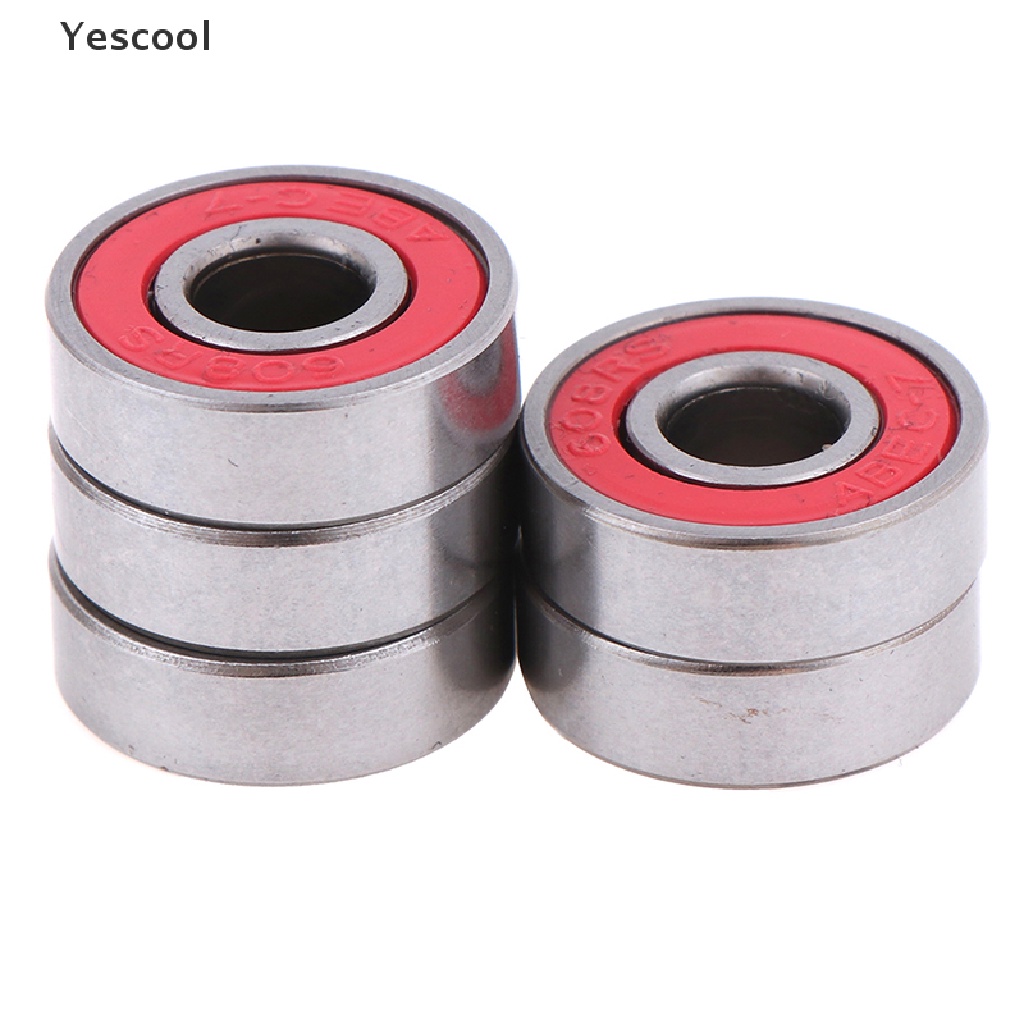 Yescool 5Pcs Bola Bearing ABEC-7 608RS Warna Merah Ukuran 8x22 X 7mm Untuk Skateboard