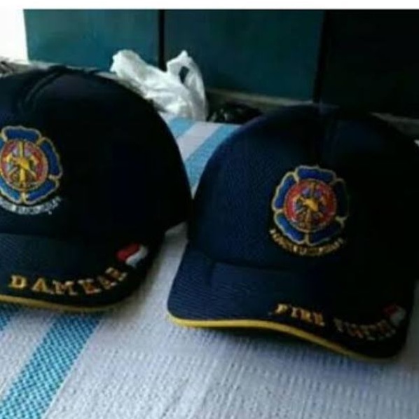 Topi Damkar Jala Hitam - Topi Jala Damkar Hitam - Topi Jaring Damkar - Topi Pemadam Kebakaran - Topi Fire Fighter