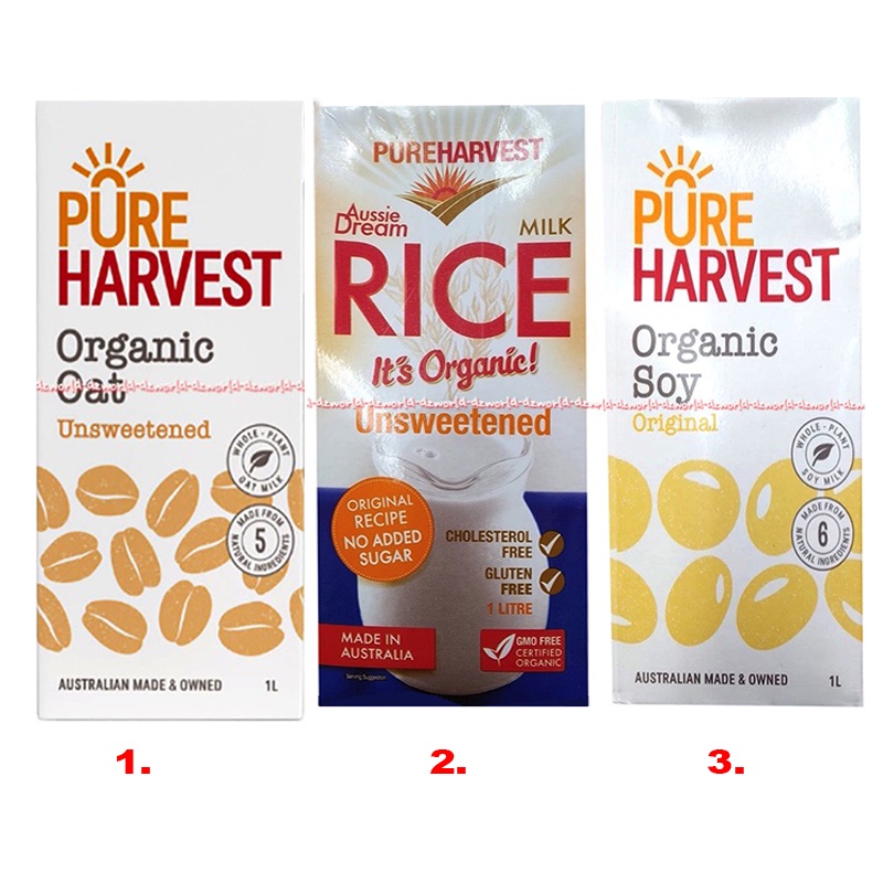 Pureharvest Natures 1L Soy Milk Oat Rice Milk Its Organic Original Susu Soya Kedelai Air Beras Susu Oatmilk UHT Siap Minum Pure Harvest Natural