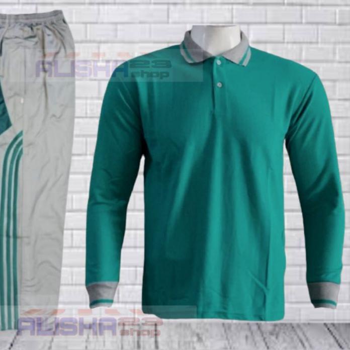 바 SETELAN KAOS KERAH LENGAN PANJANG SETELAN TRAINING KAOS BERKERAH TANGAN PANJANG SET PAKAIAN OLAHRA