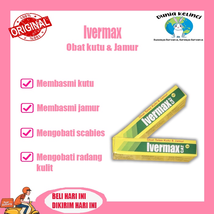 Obat tetes kutu jamur Kucing IVERMAX Kelinci Marmut Demodex Flea