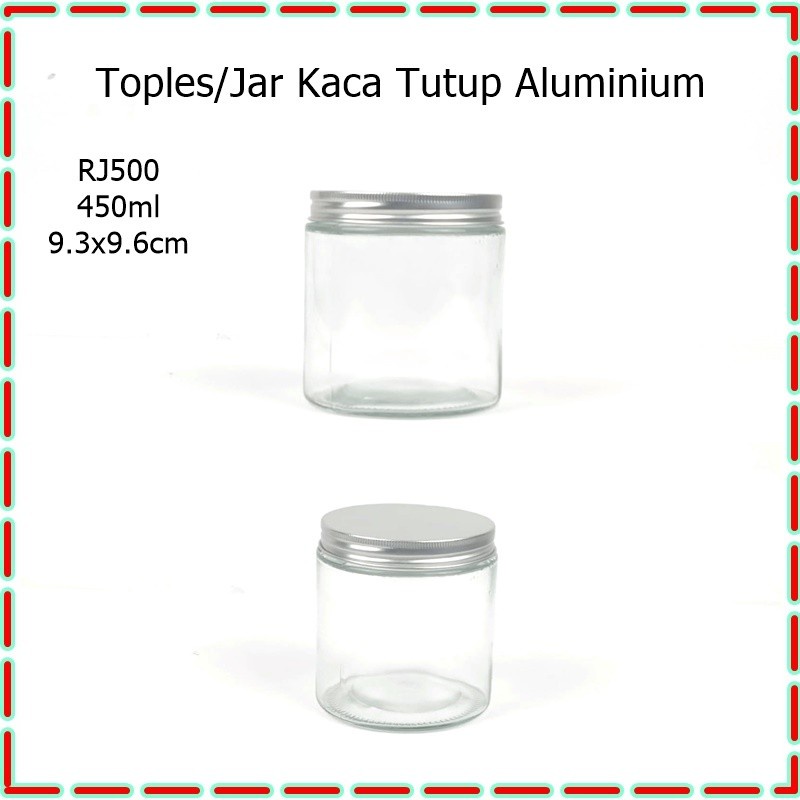 Jar Kaca Tutup Alumunium 500ml / Toples