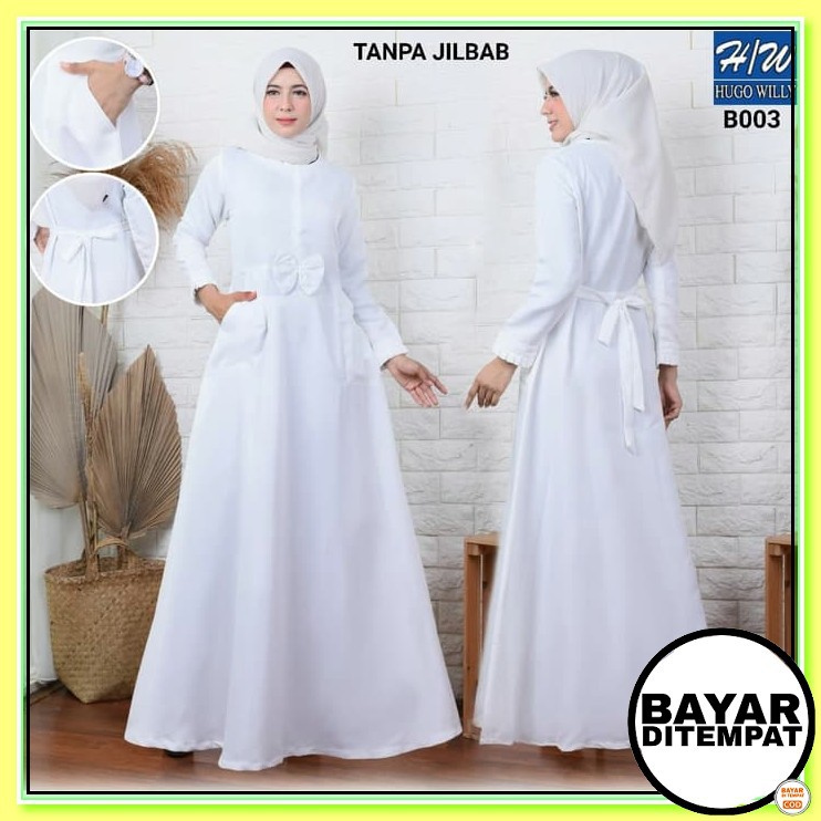 Kekesumut Gdk 181927 Baju Gamis Dewasa Katun Busana Muslim Keke S ZF440 Agnes - H/W Putih Busana Mus