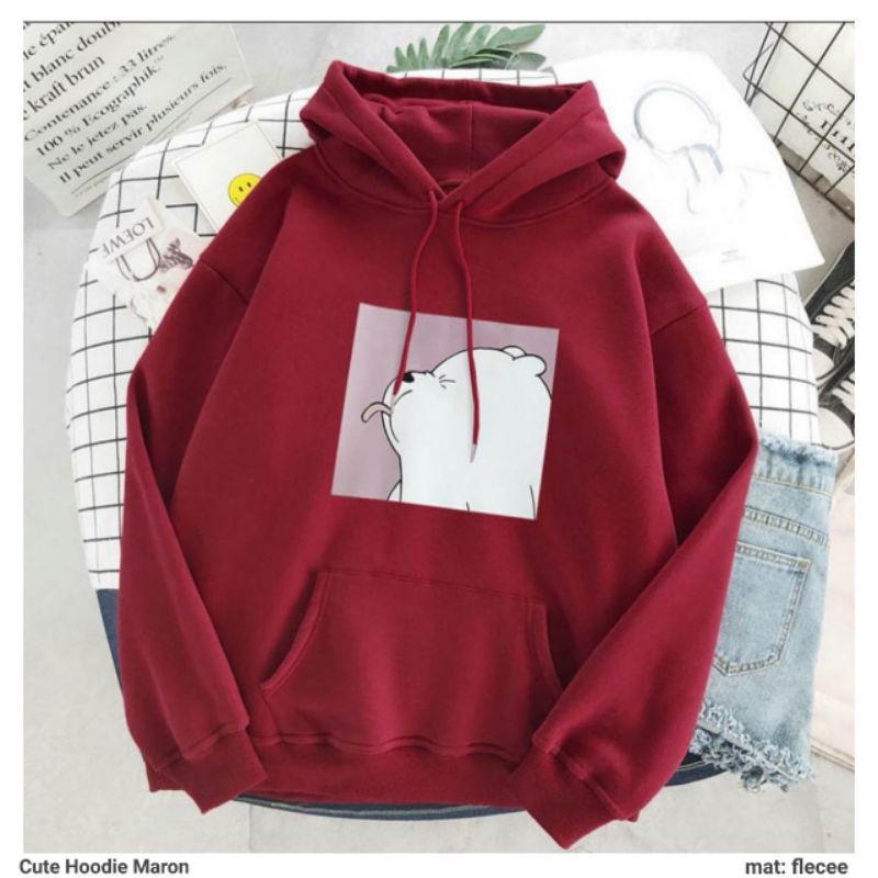 Sweater BERUANG ICE / Cute Hoodie Pria Wanita Bahan Fleece Ukuran S M L XL XXL XXXL