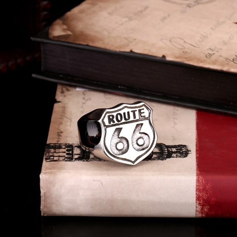 Cincin Desain American Cyclist ROUTE 66 Untuk Pria