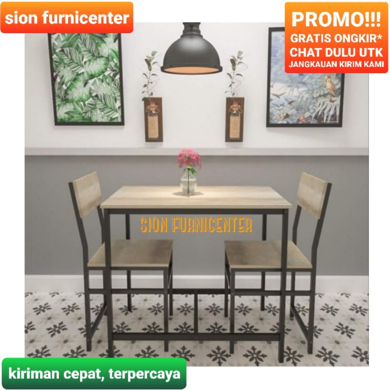 meja cafe set kursi / meja cafe set minimalis / 1 set meja & 2 kursi cafe / kursi coffee shop / set 
