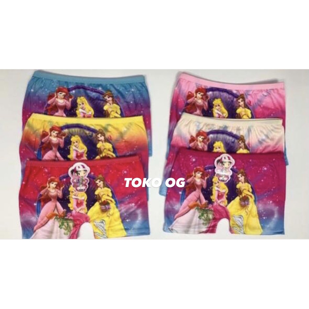 BOXER ANAK CEWEK IMPORT SABLON KARET KECIL PEREMPUAN BATITA SEGIEMPAT SHORT FROZEN PRINCESS MURAH