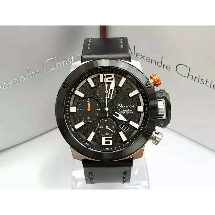 JAM TANGAN PRIA WANITA    ALEXANDRE CHRISTIE AC6487 MC AC 6487 SILVER BLACK RING PRIA JAM TANGAN