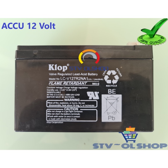 Accu 12 V / Aki Battery Kering 12V 7,2 Ah Klop