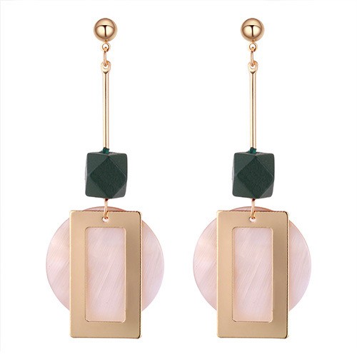 LRC Anting Tusuk Fashion Square Shape Decorated Earrings