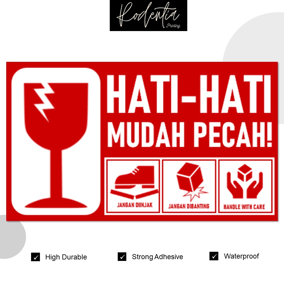 

Sticker Fragile Ukuran 30 x 18 cm Untuk Stiker Pengemasan Barang Pecah Belah Ukuran Extra Large Besar