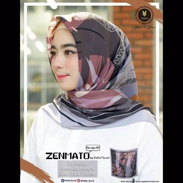 Jilbab Segiempat ZENMATO By Yeffa Scarf (ECER)