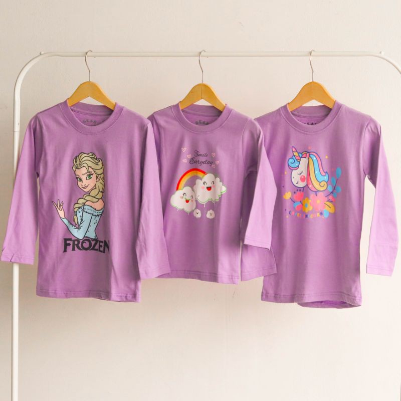 kaos baju lilac awan bershka lengan panjang big size