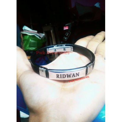 [Promo] gelang nama karet stainless steel  pria wanita elegant 02 Limited