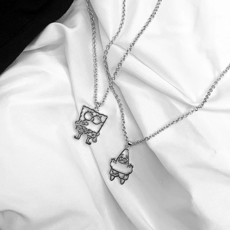 Kalung Rantai Liontin Kartun Spongebob Patrick Star Hollow Untuk Pria Dan Wanita