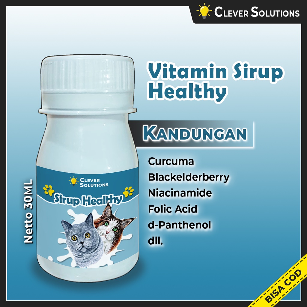 Sirup Healthy Penambah Imun Kucing Mempercepat Proses Penyembuhan Vitamin Kucing by Clever Solutions