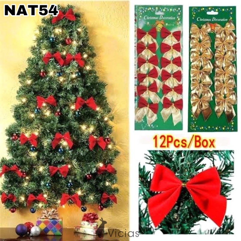 Jual NAT54 Hiasan Dekorasi Gantungan Pohon Natal Christmas PITA 5cm 12pcs | Shopee Indonesia