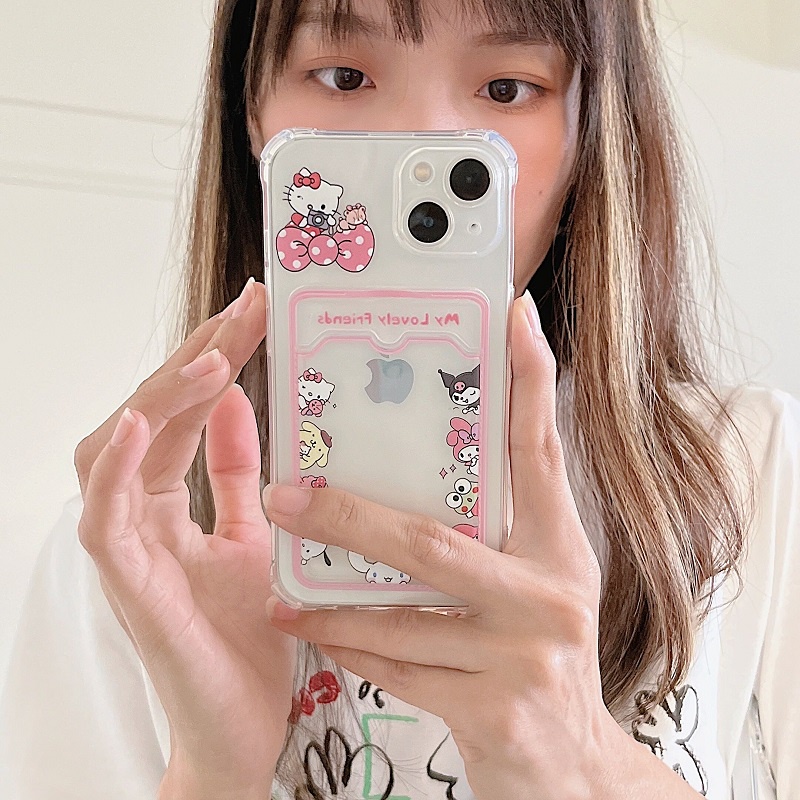 Soft Case Transparan Desain hello Kitty Untuk iPhone 12 13 Pro Max 11 X XR XSMAX